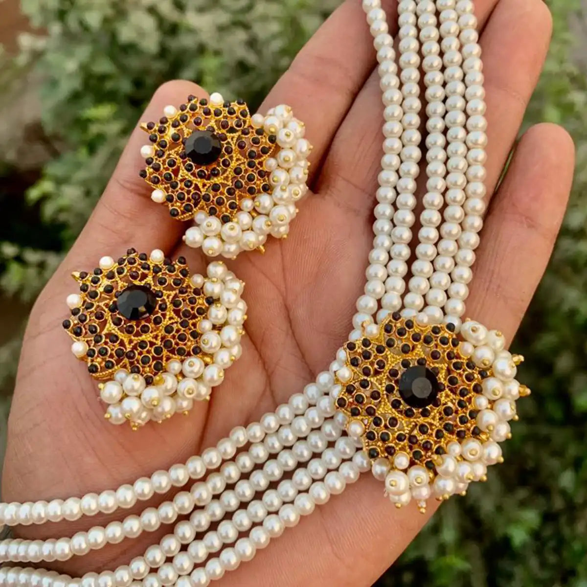 pearl necklace price in pakistan njc-016 black