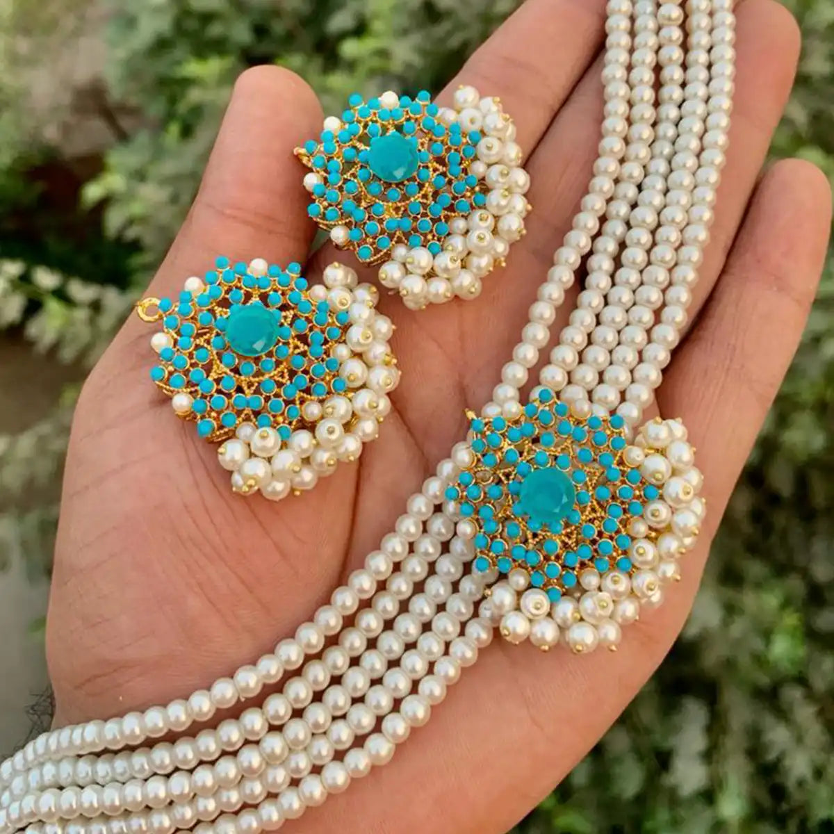 pearl necklace price in pakistan njc-016 turquoise