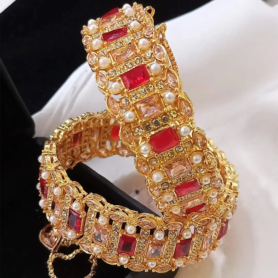 stone bangles designs in pakistan NJC-004 red
