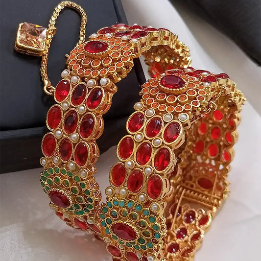 stone bangles designs with price NJC-006 red