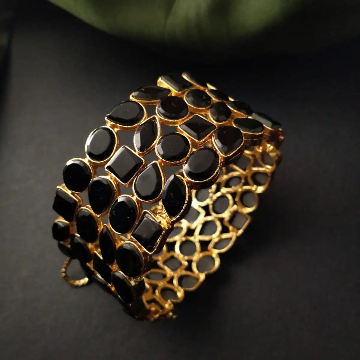 stone bangles designs with price njc-013 black