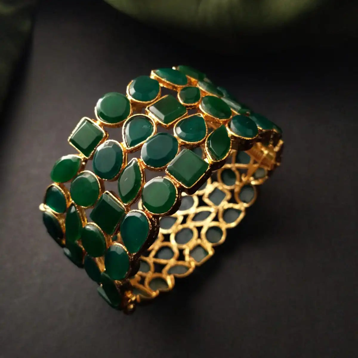 stone bangles designs with price njc-013 green