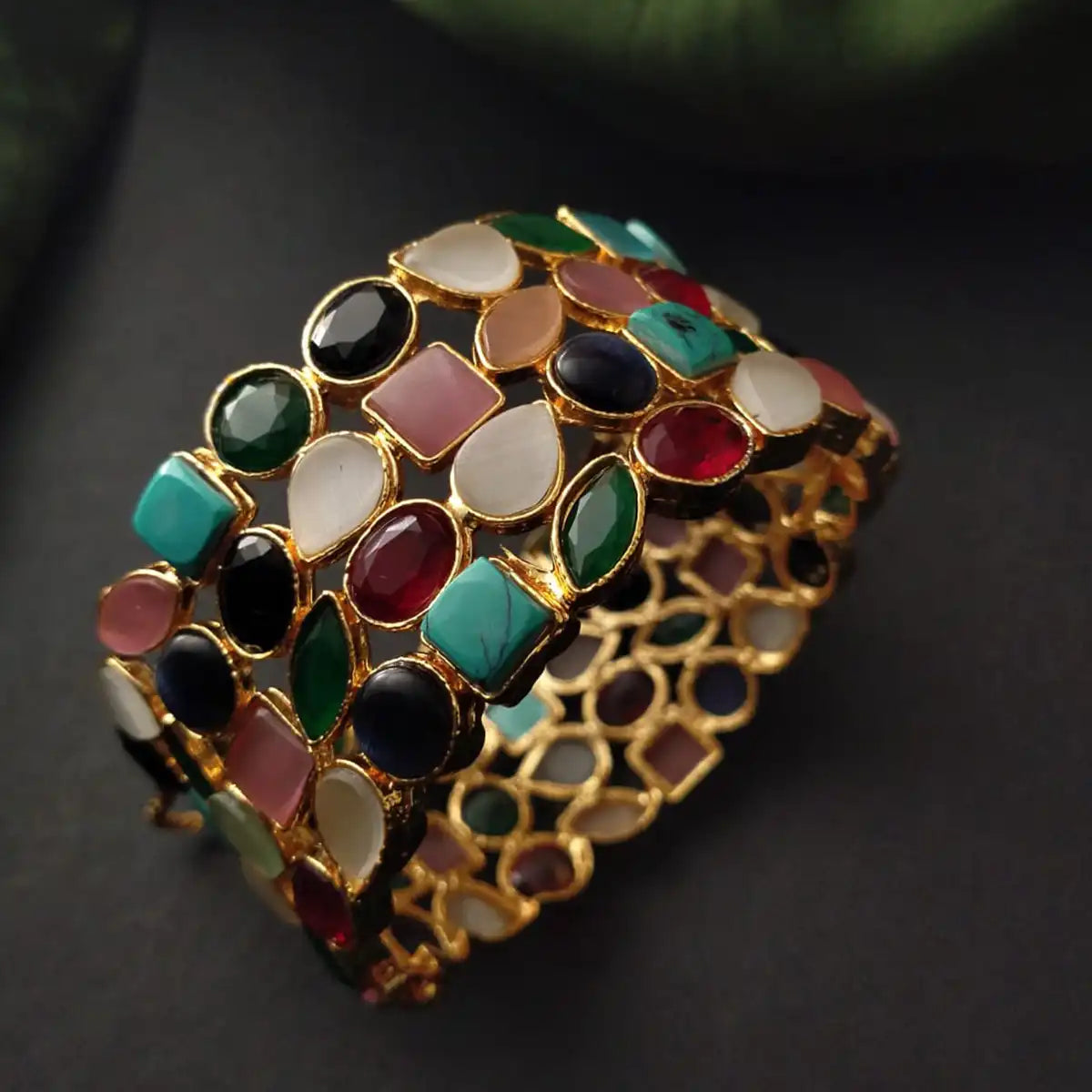 stone bangles designs with price njc-013 multi color