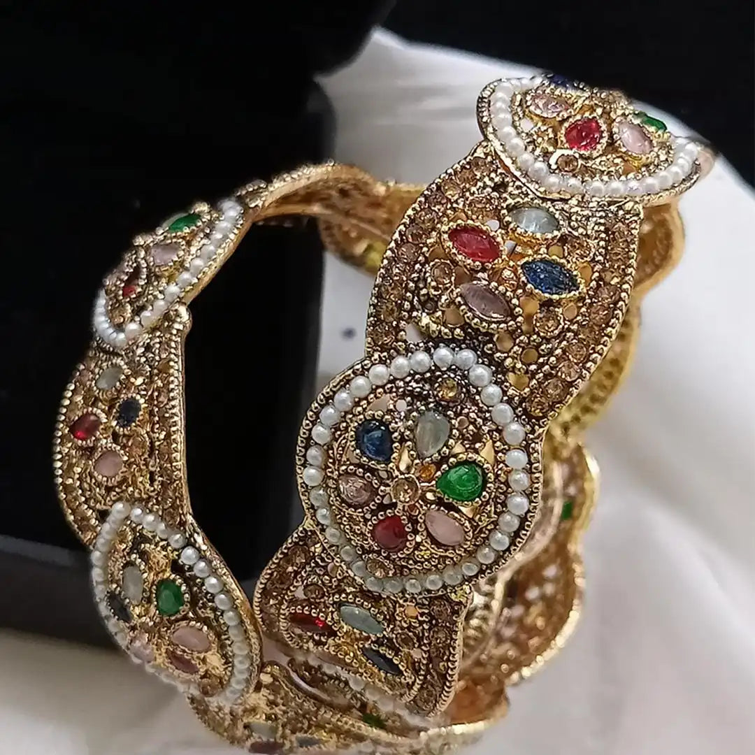stone bangles gold designs with price NJC-007 multi